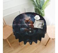 BLWSLC Fox On The Galaxy Nappe ronde longue décorative imprimée pour cuisine et salle à manger 152,4 cm