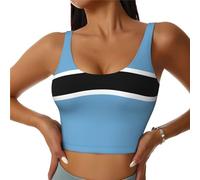 BLWSLC Gilet de sport sans fermeture éclair pour femme Motif drapeau du Botswana, Noir/blanc, L