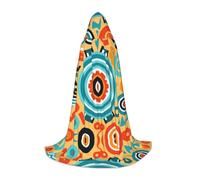 BLWSLC Grande cape à capuche avec symboles culturels circulaires imprimés pour fêtes de vacances, cosplay et fêtes costumées