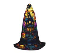 BLWSLC Grande cape à capuche imprimée Castle of Terror pour fêtes de vacances, cosplay et fêtes costumées