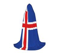 BLWSLC Grande cape à capuche imprimée drapeau de l'Islande pour fêtes de vacances, cosplay et fêtes costumées