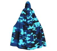BLWSLC Grande cape à capuche pour adulte avec imprimé camouflage bleu, convient pour les fêtes de vacances et les spectacles sur scène