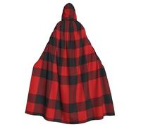 BLWSLC Grande cape à capuche pour adulte - Motif à carreaux de buffle rouge et noir - Convient pour les fêtes de vacances et les spectacles sur scène