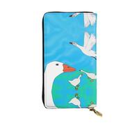 BLWSLC Happy White Goose Longue pochette, portefeuille à fermeture éclair, porte-cartes, sac de rangement portable pour pièces de monnaie de voyage adapté pour les voyages et un usage quotidien