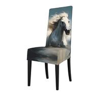 BLWSLC Housses de chaise de salle à manger imprimées avec des chevaux qui courent dans la rivière, housses amovibles peuvent être utilisées pour les restaurants, les fêtes, les mariages