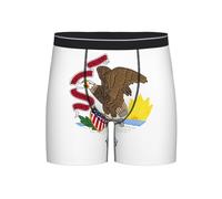 BLWSLC Illinois State Flag Printed Men's Boxer Slip Extra Long Conçu pour Homme Adulte, Noir/blanc, L