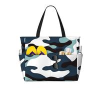 BLWSLC Imprimé camouflage marin, sac de plage de grande capacité, adapté pour les vacances, le camping et une utilisation quotidienne.