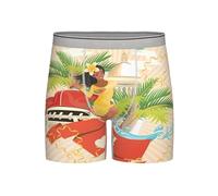 BLWSLC Imprimé île de Cuba | Sous-vêtements extra longs à séchage rapide et respirants | Disponible en tailles S à 4XL, gris clair, 3XL