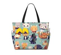 BLWSLC Joli petit animal imprimé, sac de plage de grande capacité, adapté pour les vacances, le camping et une utilisation quotidienne.