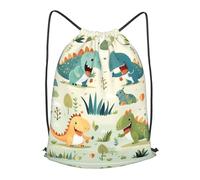 BLWSLC Joli petit bébé dinosaure imprimé sac à dos de voyage avec cordon de serrage sac portable adapté pour les voyages courts, noir, Small