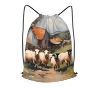 BLWSLC Joli sac à dos de sport imprimé animaux de la ferme avec cordon de serrage, sac à dos de fitness, sac à dos de voyage adapté pour, noir, Medium