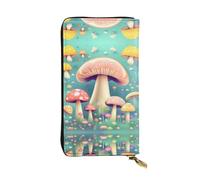 BLWSLC Jolis petits champignons longue pochette, portefeuille à fermeture éclair, porte-cartes, sac de rangement portable pour pièces de monnaie de voyage adapté pour les voyages et un usage quotidien