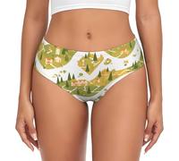 BLWSLC Little House Town Slip imprimé pour femme, taille basse sans couture, XS à 4XL, s'adapte à toutes les morphologies, Noir , XL