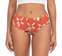 BLWSLC Little Windmill House Slip imprimé pour femme, taille basse sans couture, XS à 4XL, s'adapte à toutes les morphologies, Noir , L