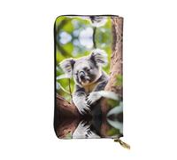 BLWSLC Long portefeuille à fermeture éclair imprimé koala Happy Cute adapté pour les voyages, le travail et les banquets