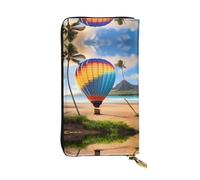 BLWSLC Long portefeuille à fermeture éclair imprimé montgolfière hawaïenne adapté pour les voyages, le travail et les banquets