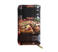 BLWSLC Long portefeuille à fermeture éclair imprimé saucisses et pizzas, adapté pour les voyages, le travail et les banquets