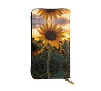 BLWSLC Long portefeuille à fermeture éclair imprimé tournesol de ferme adapté pour les voyages, le travail et les banquets