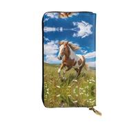 BLWSLC Long portefeuille zippé imprimé Horses on the Prairie adapté pour les voyages, le travail et les banquets