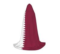 BLWSLC Longue cape à capuche imprimée drapeau du Qatar pour les fêtes de vacances, cosplay et fêtes costumées