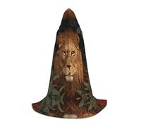BLWSLC Longue cape à capuche imprimée lion fixe, pour les fêtes de vacances, le cosplay et les fêtes costumées