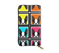 BLWSLC Longue pochette colorée en forme de bouledogue français, portefeuille à fermeture éclair, porte-cartes, sac de rangement portable pour pièces de monnaie de voyage adapté pour les voyages et un