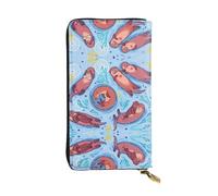 BLWSLC Longue pochette en forme de loutre marron avec fermeture éclair et porte-cartes - Sac de rangement portable pour pièces de monnaie - Convient pour les voyages et un usage quotidien