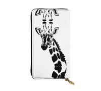 BLWSLC Longue pochette noire et blanche avec fermeture éclair imprimée girafe adaptée pour les voyages, le travail et les banquets
