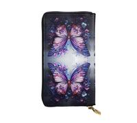 BLWSLC Longue pochette portefeuille à fermeture éclair avec imprimé papillon violet adapté pour les voyages, le travail et les banquets