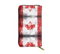 BLWSLC Longue pochette rétro drapeau du Canada, portefeuille à fermeture éclair, porte-cartes, sac de rangement portable pour pièces de monnaie de voyage adapté pour les voyages et un usage quotidien