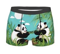 BLWSLC Lot de 2 caleçons boxeurs élastiques pour homme avec imprimé pandas, respirants et confortables, 5 tailles, Noir/blanc, XXL grand