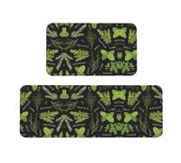 BLWSLC Lot de 2 tapis de cuisine antidérapants imprimés basilic, thym, aneth et romarin, adaptés pour évier de cuisine, buanderie et entrée
