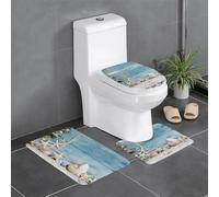 BLWSLC Lot de 3 tapis de bain absorbants à motif coquillage et étoile de mer, adapté pour les maisons, les spas et les hôtels