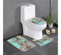 BLWSLC Lot de 3 tapis de salle de bain avec imprimé carte du monde de dessin animé, adapté pour les toilettes, baignoires et salles de douche en forme de U