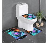 BLWSLC Lot de 3 tapis de salle de bain imprimés en huit dimensions, adaptés pour les toilettes, baignoires et salles de douche en forme de U
