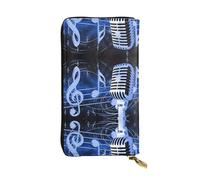 BLWSLC Microphone avec pochette longue pour notes de musique, portefeuille à fermeture éclair, porte-cartes, sac de rangement portable pour pièces de monnaie de voyage, convient pour les voyages et un