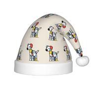 BLWSLC Mondrian Abstractionisme Petit Animal Imprimé Chapeau de Noël pour enfants Chapeau de Noël festif Convient pour les fêtes de Nouvel An et les vêtements d'hiver en plein air