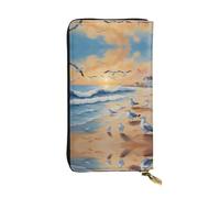 BLWSLC Mouettes aéroportées - Longue pochette - Portefeuille à fermeture éclair - Porte-cartes - Sac de rangement portable pour pièces de monnaie de voyage - Convient pour les voyages et une