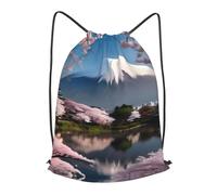 BLWSLC Mt. Fuji au début du printemps imprimé Sac à dos de sport avec cordon de serrage Sac à dos de fitness Sac à dos de voyage adapté pour la gym, noir, Small