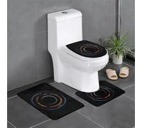 BLWSLC Mysterious Cosmic Lot de 3 tapis de salle de bain imprimés à trous noirs, adaptés pour les toilettes, baignoires et salles de douche en forme de U