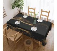 BLWSLC Nappe carrée 137,2 x 182,9 cm - Doré et noir - Nappe carrée imprimée sable - Convient pour les fêtes, les pique-niques et les mariages
