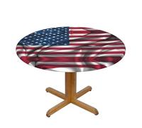 BLWSLC Nappe imprimée drapeau américain, petite nappe ronde extensible, convient pour cuisine, salle à manger, banquet