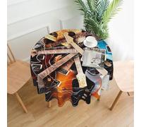 BLWSLC Nappe ronde à motif guitare musicale - 152,4 cm - Parfaite pour les réunions de famille, les restaurants, les vacances et les célébrations