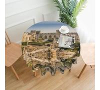 BLWSLC Nappe ronde à motifs Israel à la tour de David - 152,4 cm - Parfaite pour les réunions de famille, les restaurants, les vacances et les célébrations