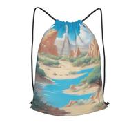 BLWSLC Oasis in the desert Sac à dos de voyage imprimé avec cordon de serrage Sac à dos de gym Portable Convient pour les voyages courts, noir, Medium