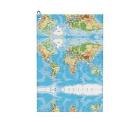 BLWSLC Option pratique serviette de golf imprimée carte du monde avec mousqueton adapté aux sacs de chariot de golf, un accessoire essentiel pour les golfeurs 16 x 24