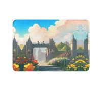 BLWSLC Outside The Castle Gate Tapis de sol antidérapant en flanelle avec motif pour intérieur et extérieur 40,6 x 61 cm