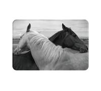 BLWSLC Paillasson motif cheval et cheval noir, tapis d'extérieur, adapté pour les cuisines, les salles de bains, la décoration intérieure et extérieure.