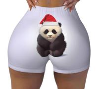 BLWSLC Panda portant un bonnet de Père Noël imprimé Short de yoga extensible adapté pour la salle de sport et le yoga, Noir , XXL