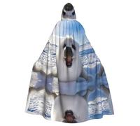 BLWSLC Papier peint à motif phoque du Groenland pour adulte, cape à capuche, costume de scène, fête de vacances et costume de cosplay